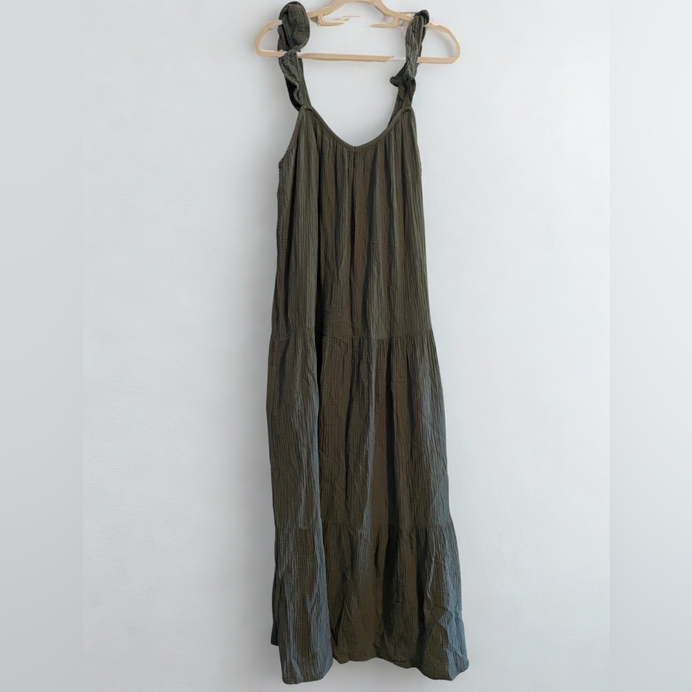 BB Dakota Cotton Strap Maxi Summer Dress Olive Green